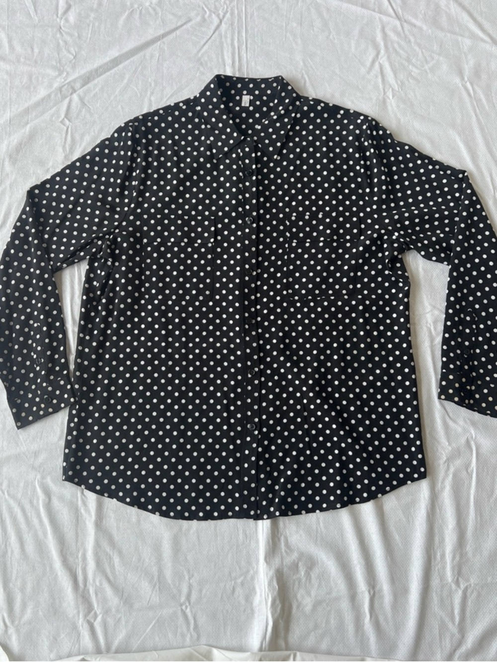 Women’s Lilysilk Beautiful Black White Polka Dot 100% Mulberry Silk Blouse XL - Picture 2 of 11